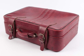 Cestovní kufr koženkový vínový