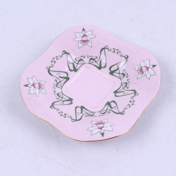 Keramický talířek H&C růžový s dekorem