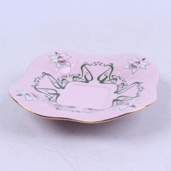 Keramický talířek H&C růžový s dekorem