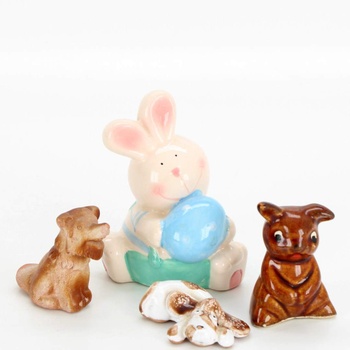 Keramické figurky králík a pejsci 4 ks