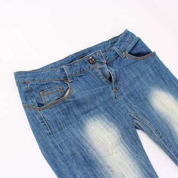 Dámské džíny modré s bílým šisováním