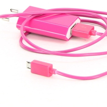 Nabíjecí adaptér USB růžový