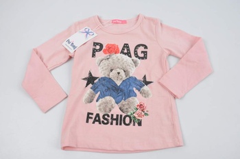 Dětské tričko Fei Teng růžové s medvídkem
