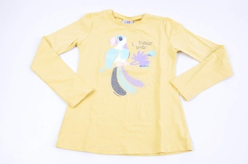 Dětské tričko  žluté s ptáčkem  