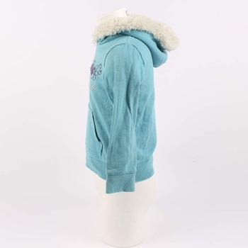 Dívčí mikina F&F modrá s kožíškem na kapuci 
