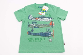 Dětské tričko zelené s letadly