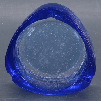 Popelník skleněný modrý 10 cm