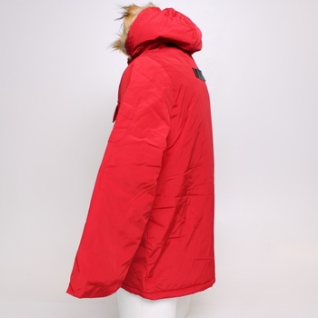 Dámská zimní bunda červená s kožichem 