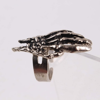 Prsten s kostrou ruky stříbrná barva