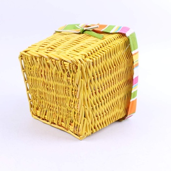 Proutěný košík žlutý s látkovým vnitřkem