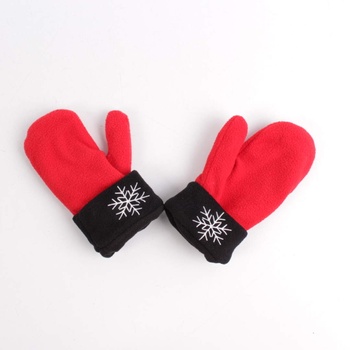 Zimní rukavice a rukávník červený set