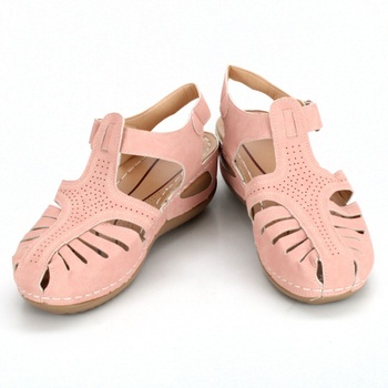 Dámské růžové sandálky na klínku