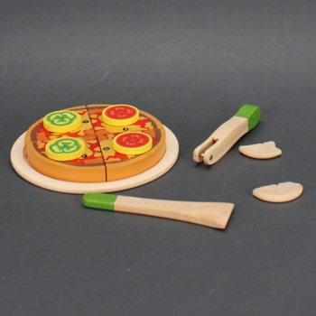 Dětská dřevěná pizza s nádobím