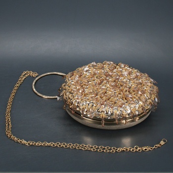 Dámská elegantní kabelka zlatá s kamínky