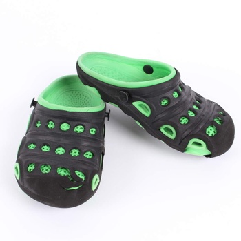 Dětské gumové boty černo-zelné barvy