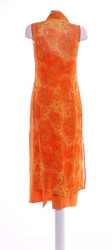 Dámské elegantní šaty Kalamkari oranžové