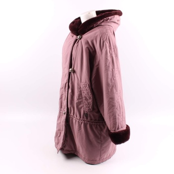 Dámský kabát s kožíškem Fulwiline růžový