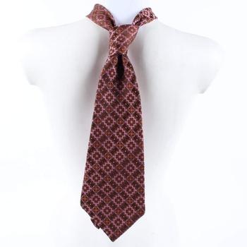 Pánská kravata Hedva hnědá s růžovými vzory