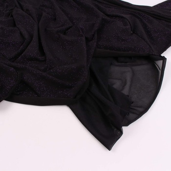 Společenské černé šaty s fialovými třpytkami