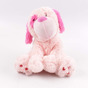 Plyšový pes růžové barvy 27 x 35 cm