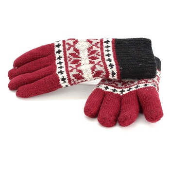 Prstové pletené rukavice se vzorem