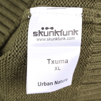 Pánský svetr Skunkfunk khaki s V výstřihem