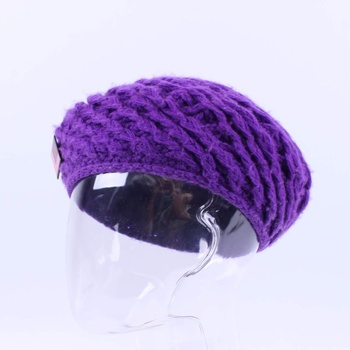 Dámský baret fialový s broží