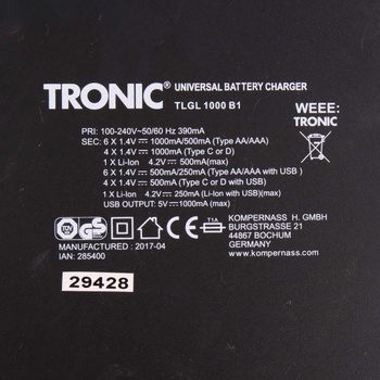 Nabíječka baterií Tronic TLGL 1000 B1 bílá
