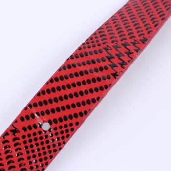 Dámský pásek úzký červený s černými vzory