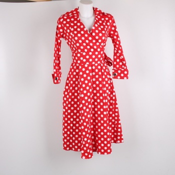 Dámské červené šaty s bílými puntíky