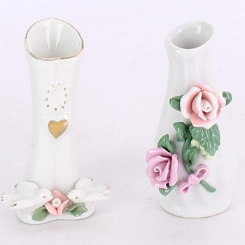 Porcelánové vázy s květinovou ozdobou 2 ks