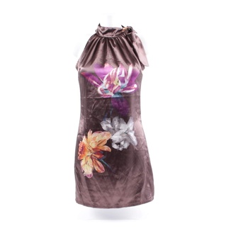 Dámské šaty fialové s potiskem květin