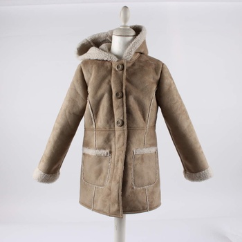 Dětský kabát odstín hnědé s chlupatinou