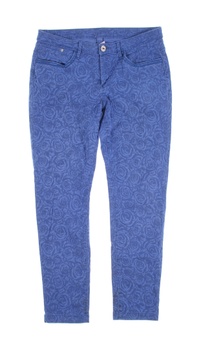 Dámské džíny C&A modré se vzorem růží