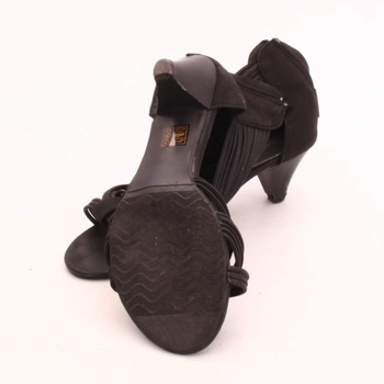 Dámské páskové boty na podpatku černé