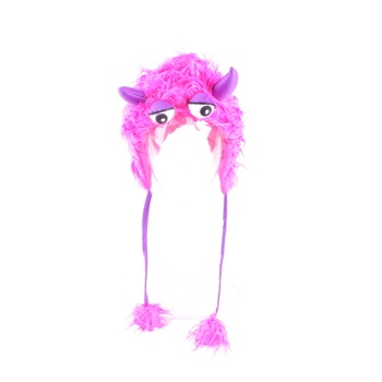 Čepice příšerky s maskou a rohy fialová