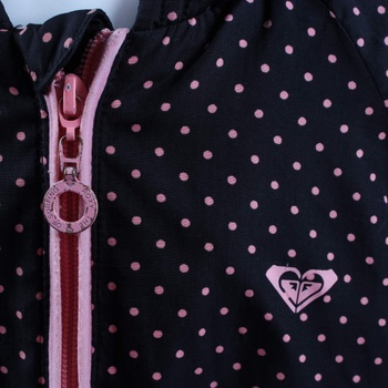 Dětská bunda Roxy černá s růžovými puntíky