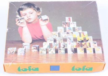 Dětská hra: Dřevěné kostky s obrázky Tofa