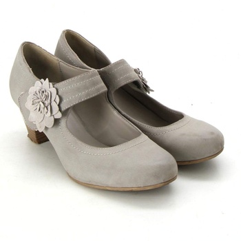 Dámské boty na podpatku šedé s květinou