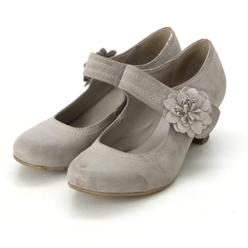 Dámské boty na podpatku šedé s květinou