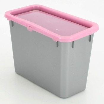 Plastový úložný box šedý s růžovým víkem