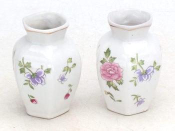 Keramické vázy s květinami 2 kusy