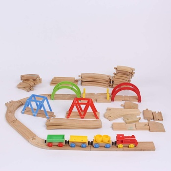 Dřevěná stavebnice železnice s vláčkem