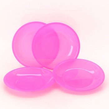 Růžové plastové talíře 4 kusy