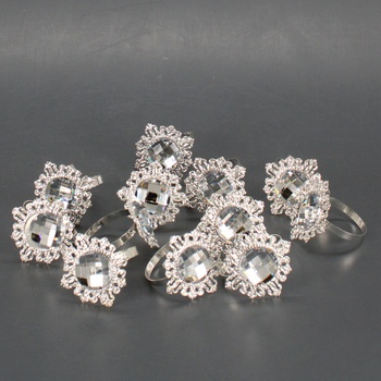 Prstence na ubrousky stříbrné s kamenem