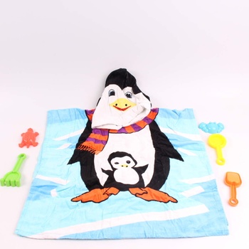 Dětský pončo župan s motivem tučňáka