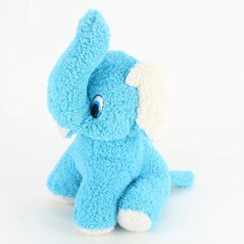 Plyšová hračka modrý slon s chobotem nahoru