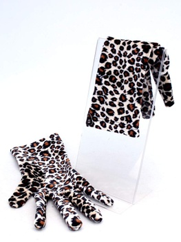 Prstové sametové rukavice s gepardím vzorem