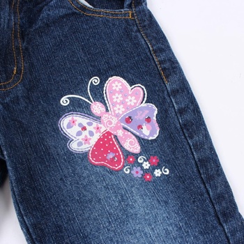 Dětské džíny Bonprix odstín modré s motýly