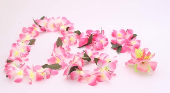 Havajská květinová sada růžovo-žluté barvy